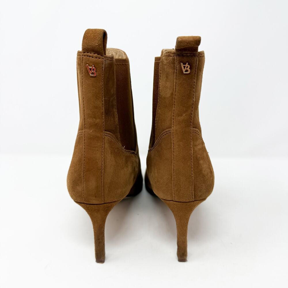 Veronica Beard Tan Suede Pointy Toe Stiletto Booties Women's Size 7 EUC Pull On - Picture 4 of 8